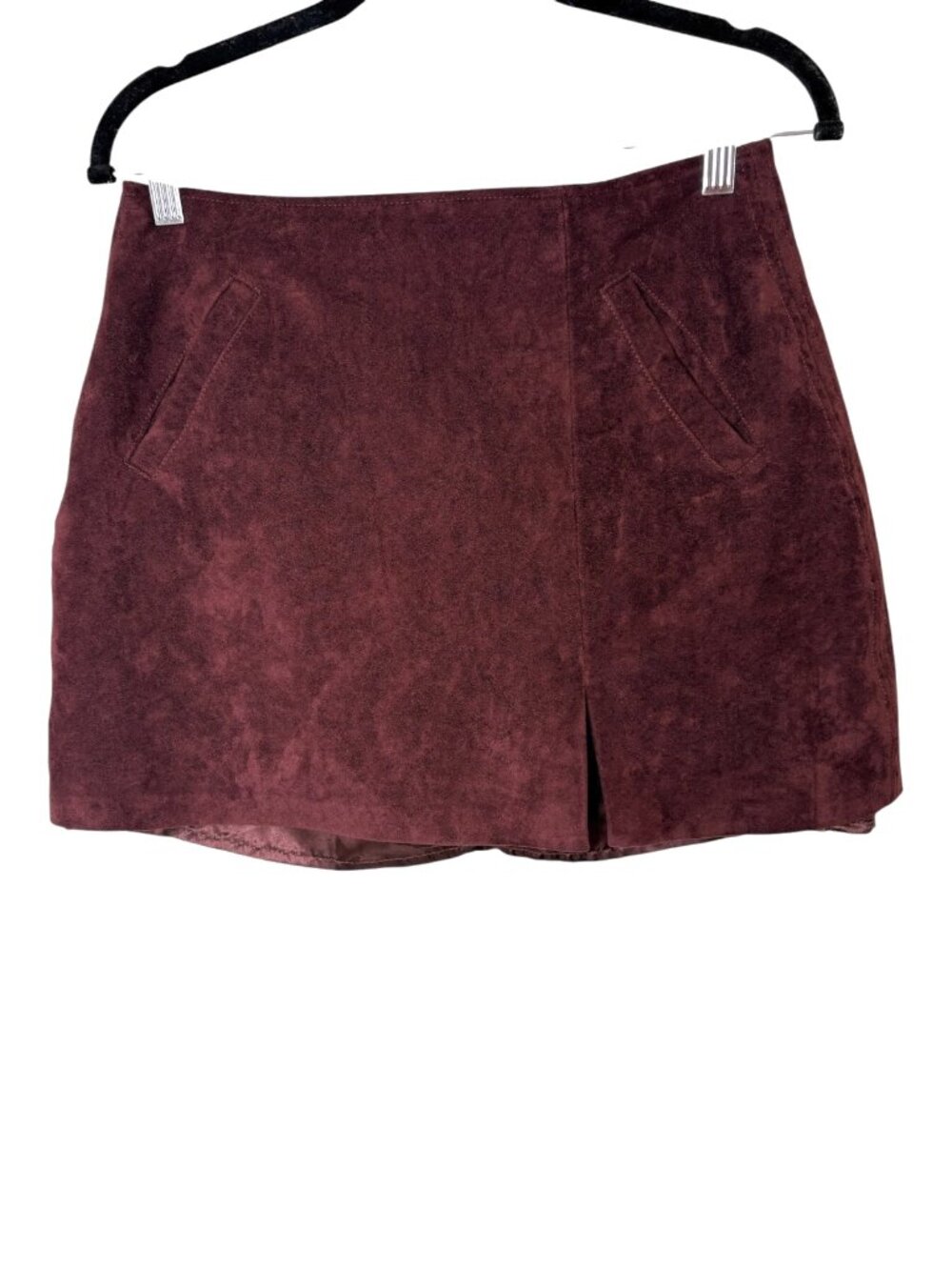 [BLANKNYC] Burgundy Red Faux Suede Ring Zip Mini Skirt Size 28